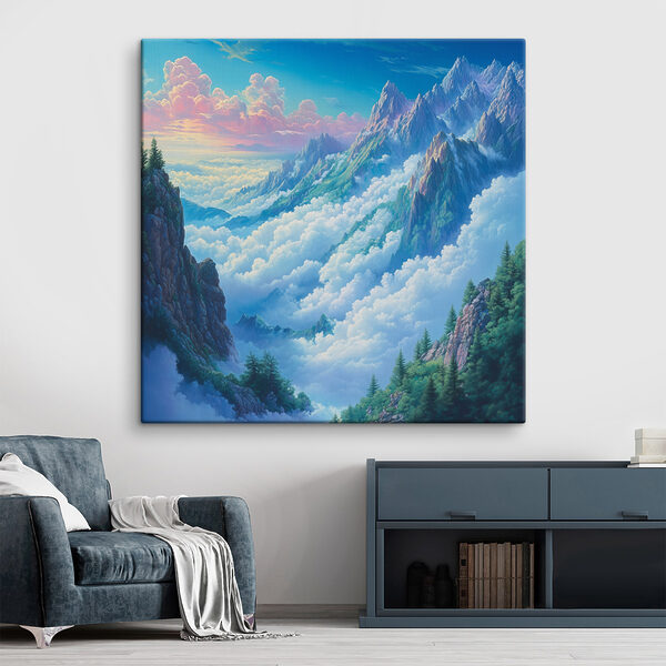 Chaîne de montagnes avec nuages et arbres Chaîne de montagnes avec nuages et arbres