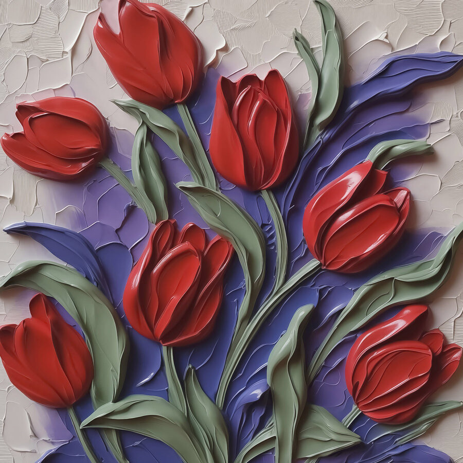 Peinture de fleurs rouges