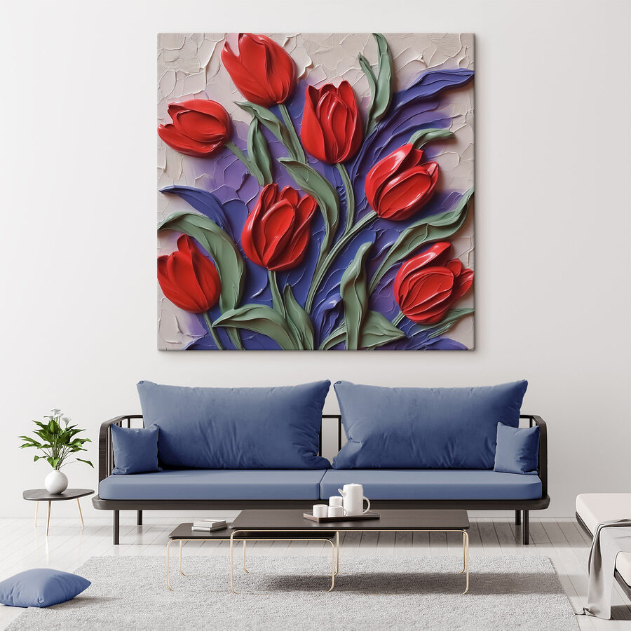 Peinture de fleurs rouges