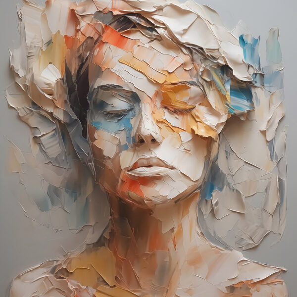 Le visage d'une femme recouvert de papier déchiré Le visage d'une femme recouvert de papier déchiré