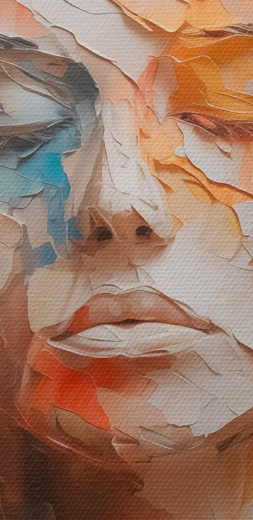 Le visage d'une femme recouvert de papier déchiré Le visage d'une femme recouvert de papier déchiré