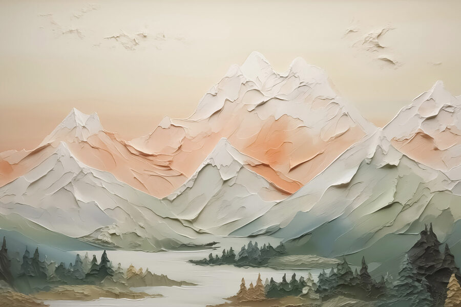Peinture d'une chaîne de montagnes