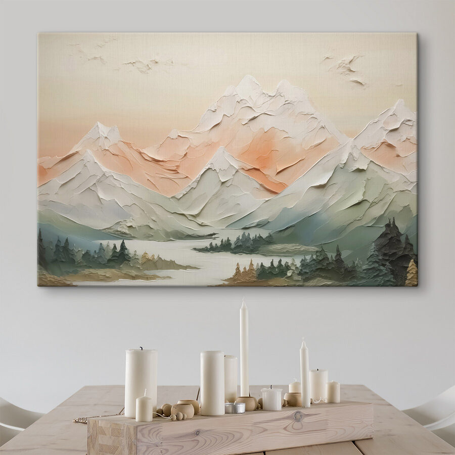 Peinture d'une chaîne de montagnes