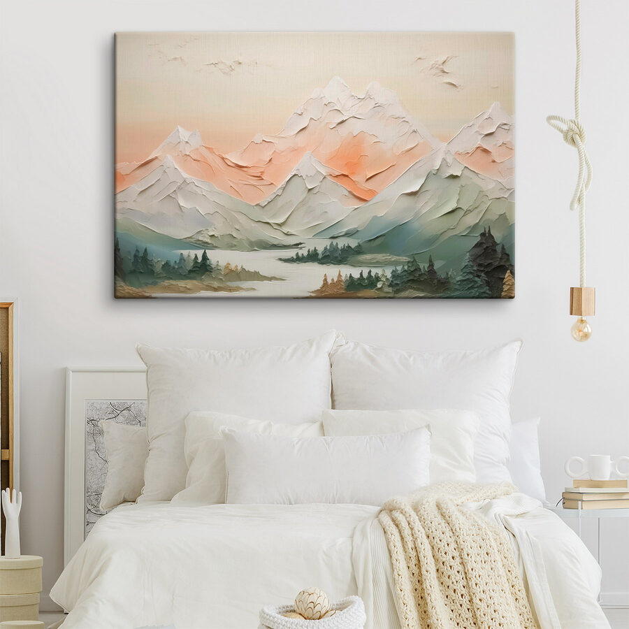Peinture d'une chaîne de montagnes