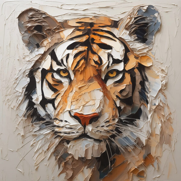 Tigre peint sur une surface blanche Tigre peint sur une surface blanche