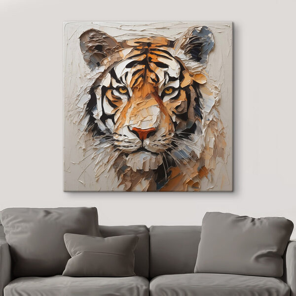 Tigre peint sur une surface blanche Tigre peint sur une surface blanche