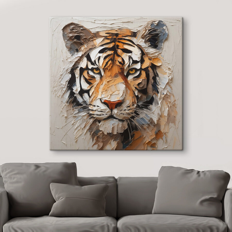 Tigre peint sur une surface blanche Tigre peint sur une surface blanche
