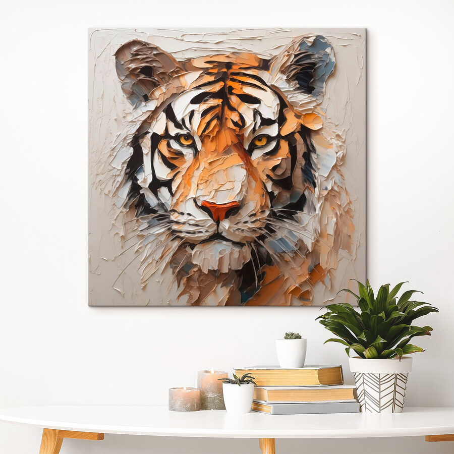 Tigre peint sur une surface blanche Tigre peint sur une surface blanche