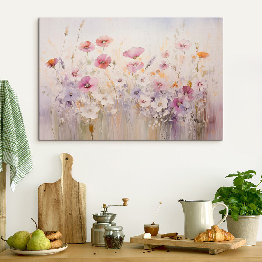 Peinture de fleurs dans un champ