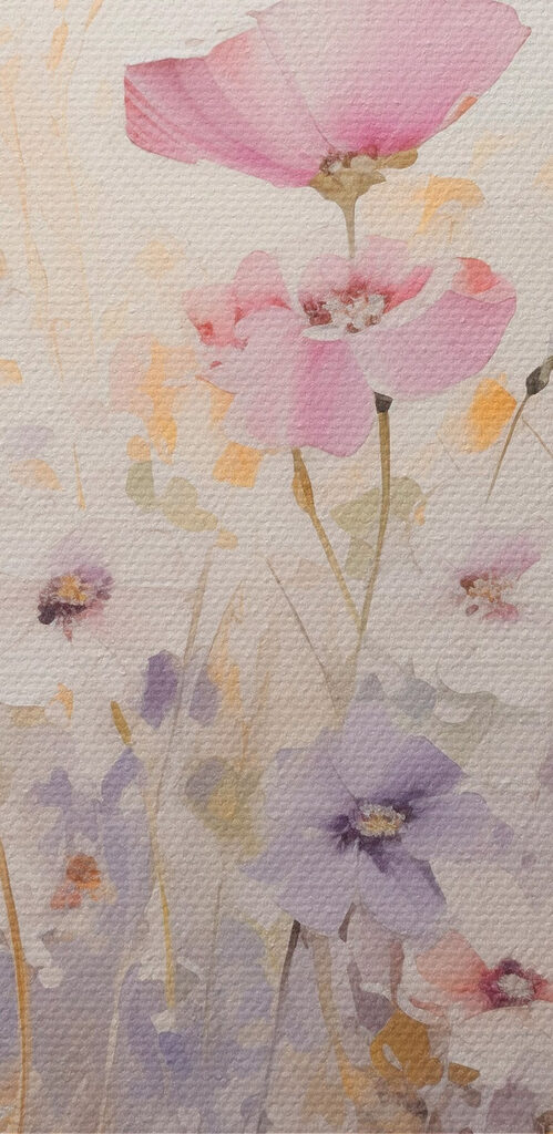 Painting of flowers in a field