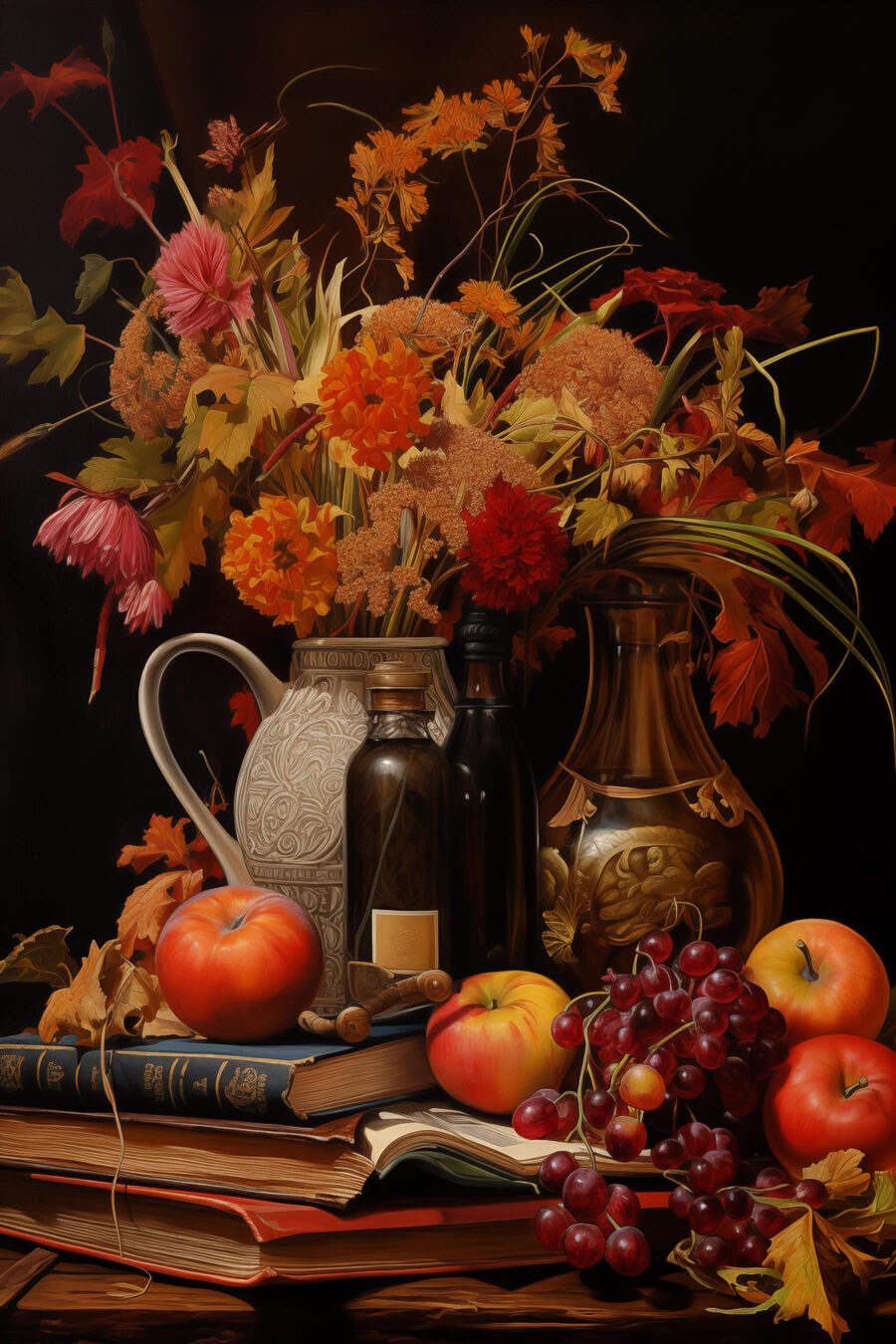 Nature morte aux fruits et aux fleurs