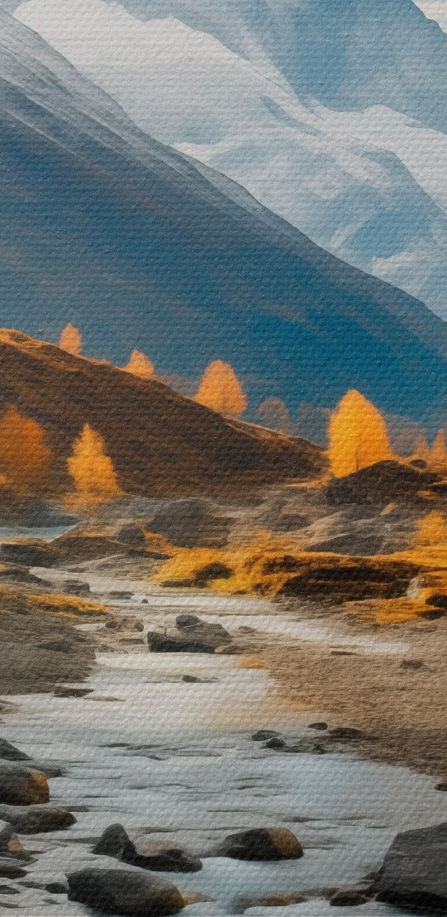 Rivière coulant dans une vallée avec des montagnes en arrière-plan