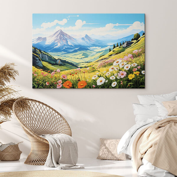 Paysage avec montagnes et fleurs Paysage avec montagnes et fleurs
