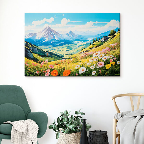 Paysage avec montagnes et fleurs Paysage avec montagnes et fleurs