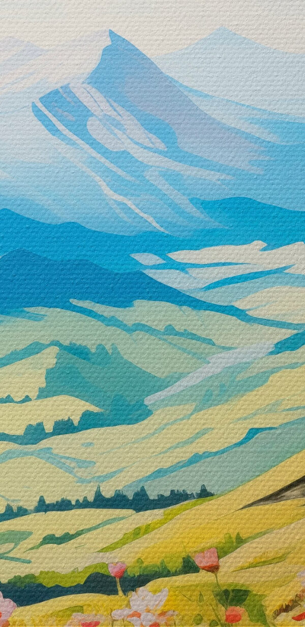 Paysage avec montagnes et fleurs Paysage avec montagnes et fleurs