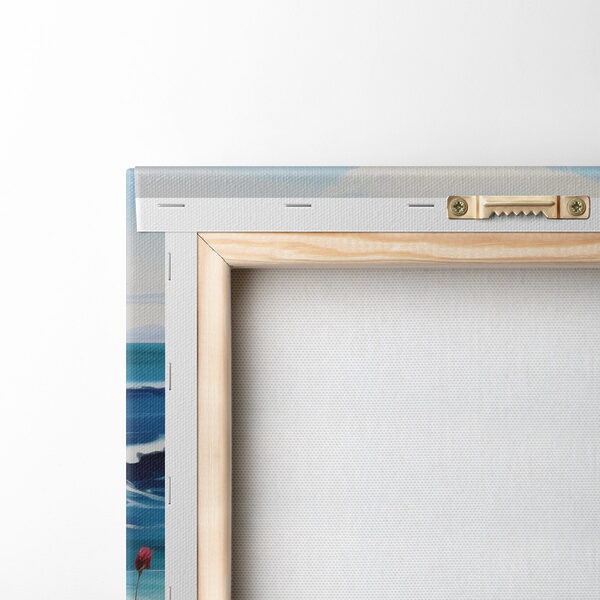 Peinture d'une plage avec des fleurs et des vagues Peinture d'une plage avec des fleurs et des vagues