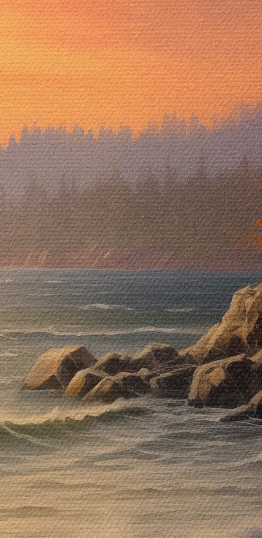 Coucher de soleil sur une plage rocheuse