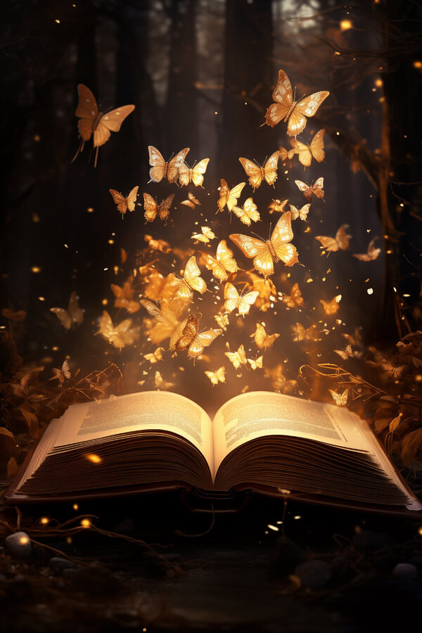 Livre avec des papillons qui s'envolent Livre avec des papillons qui s'envolent