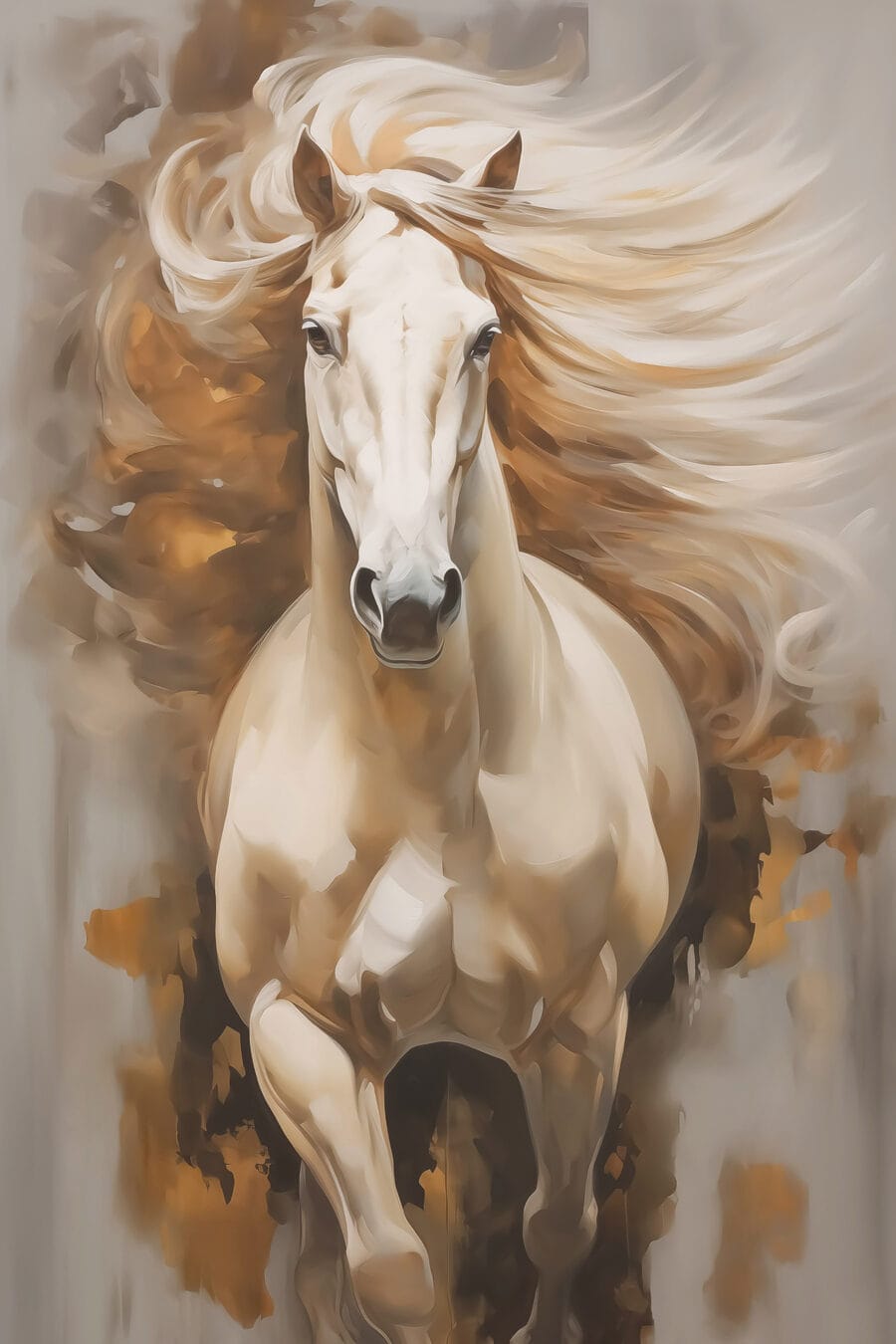 Peinture d'un cheval avec une longue crinière