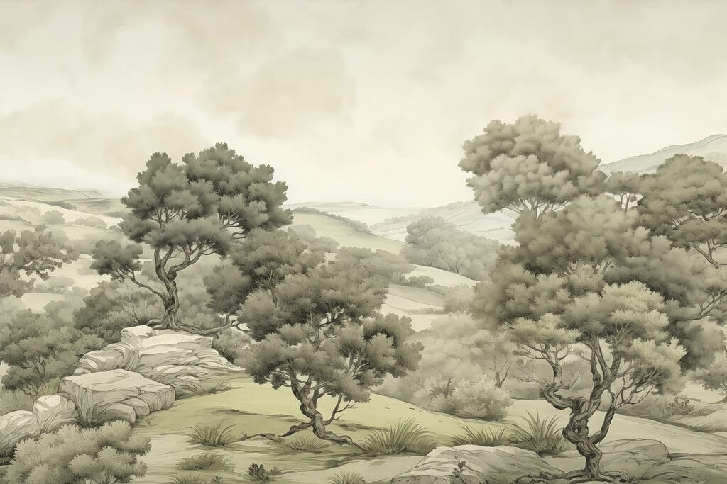 Paysage avec arbres et rochers Paysage avec arbres et rochers
