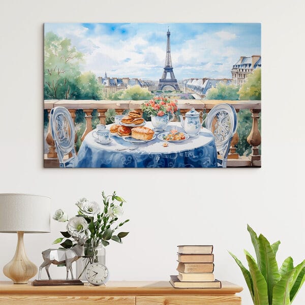 Peinture à l'aquarelle d'une table avec de la nourriture dessus Peinture à l'aquarelle d'une table avec de la nourriture dessus