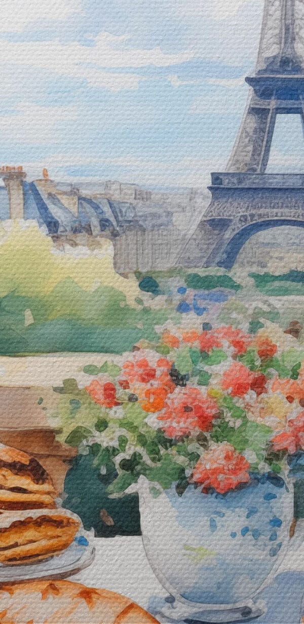 Peinture à l'aquarelle d'une table avec de la nourriture dessus Peinture à l'aquarelle d'une table avec de la nourriture dessus