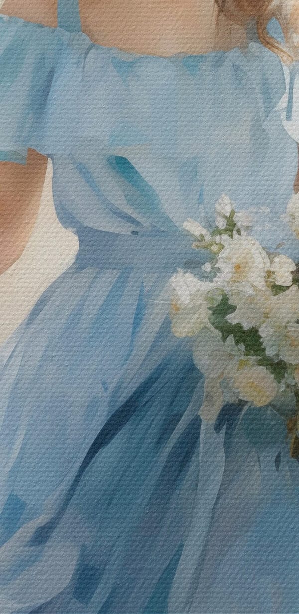 Femme en robe bleue tenant des fleurs Femme en robe bleue tenant des fleurs
