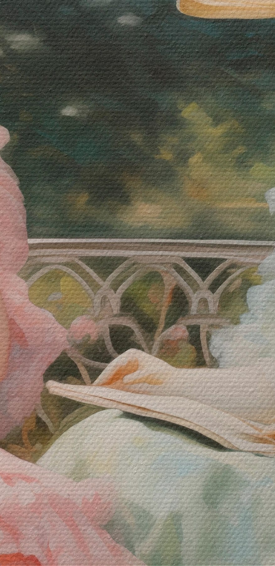 Peinture de femmes en robes et chapeaux