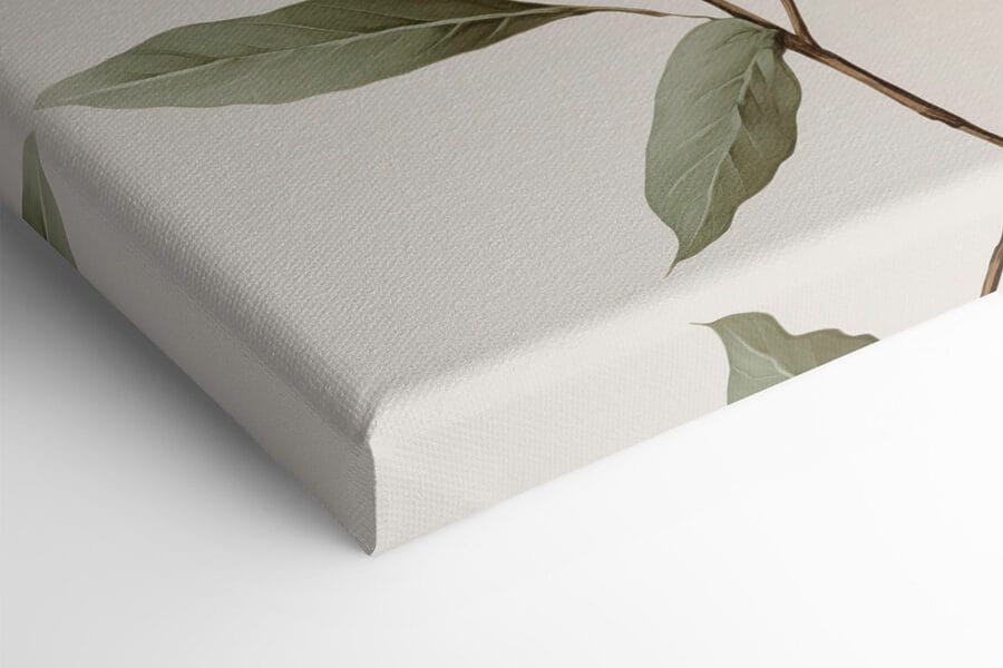 Fleurs et feuilles blanches sur une branche