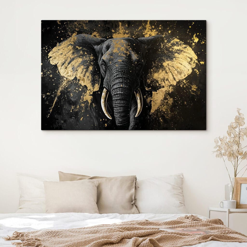 Majestic elephant portrait in art