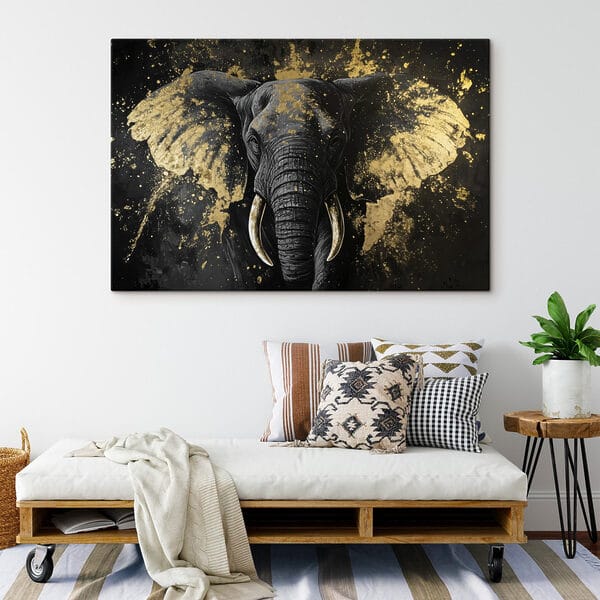 Majestic elephant portrait in art