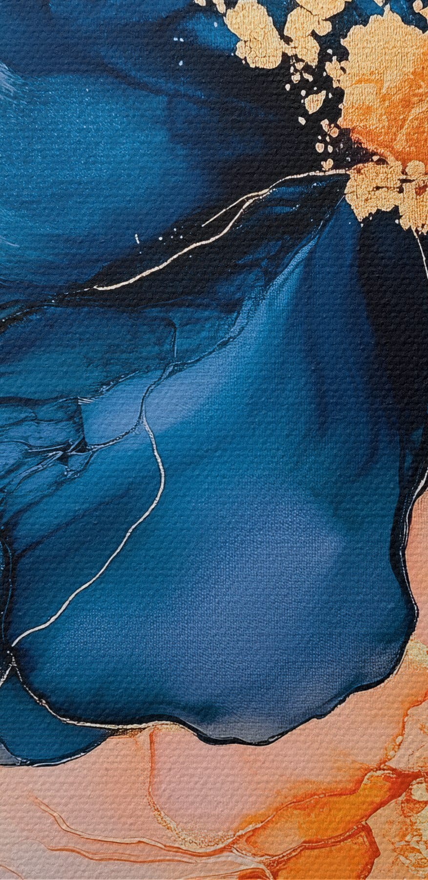 Peinture de fleurs bleues et orange