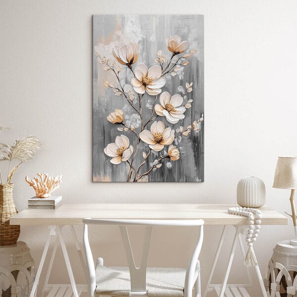 Peinture de fleurs sur fond gris Peinture de fleurs sur fond gris