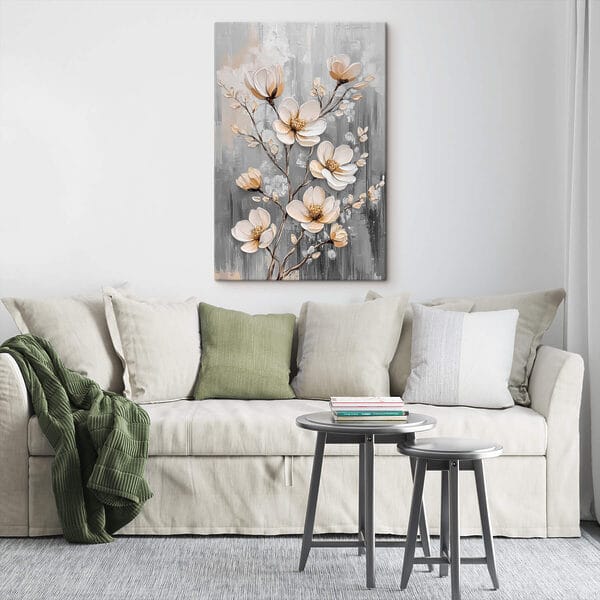 Peinture de fleurs sur fond gris Peinture de fleurs sur fond gris