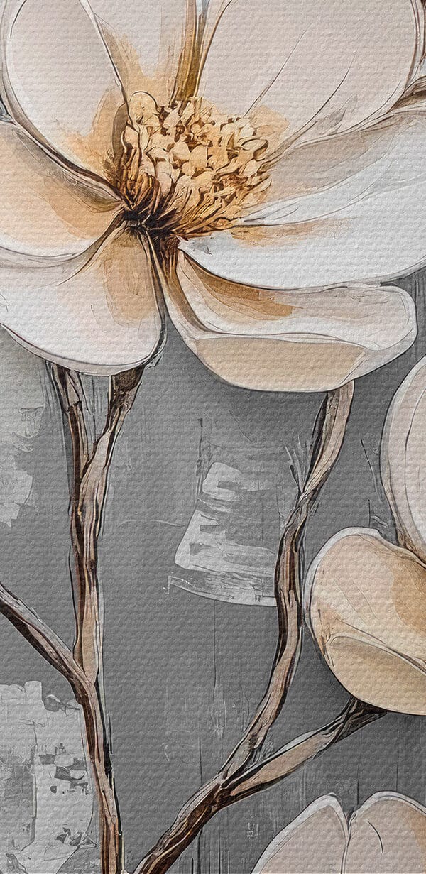 Peinture de fleurs sur fond gris Peinture de fleurs sur fond gris