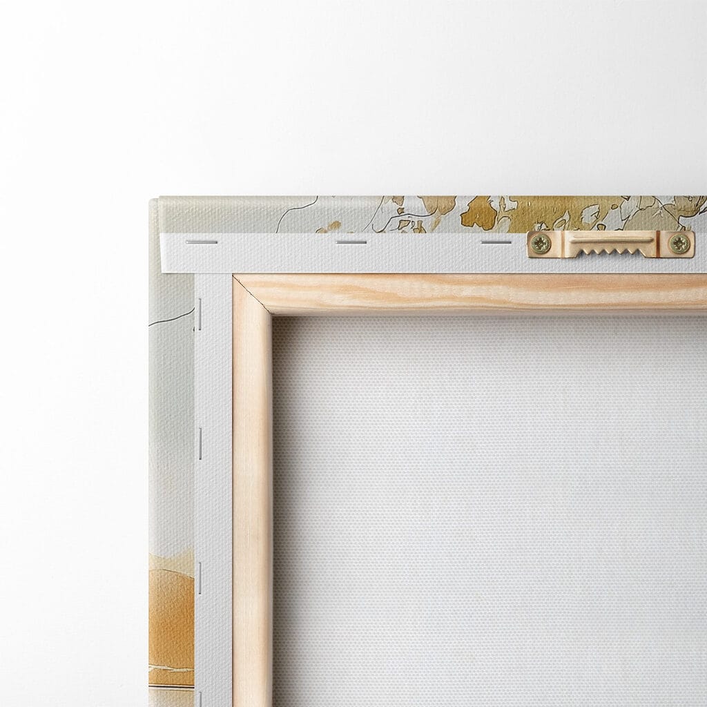 Watercolor of two cups of coffee and a croissant on a table