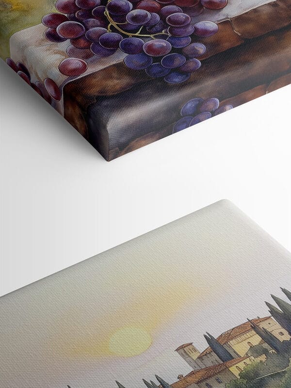 Aquarelle de verres à vin et de raisins Aquarelle de verres à vin et de raisins