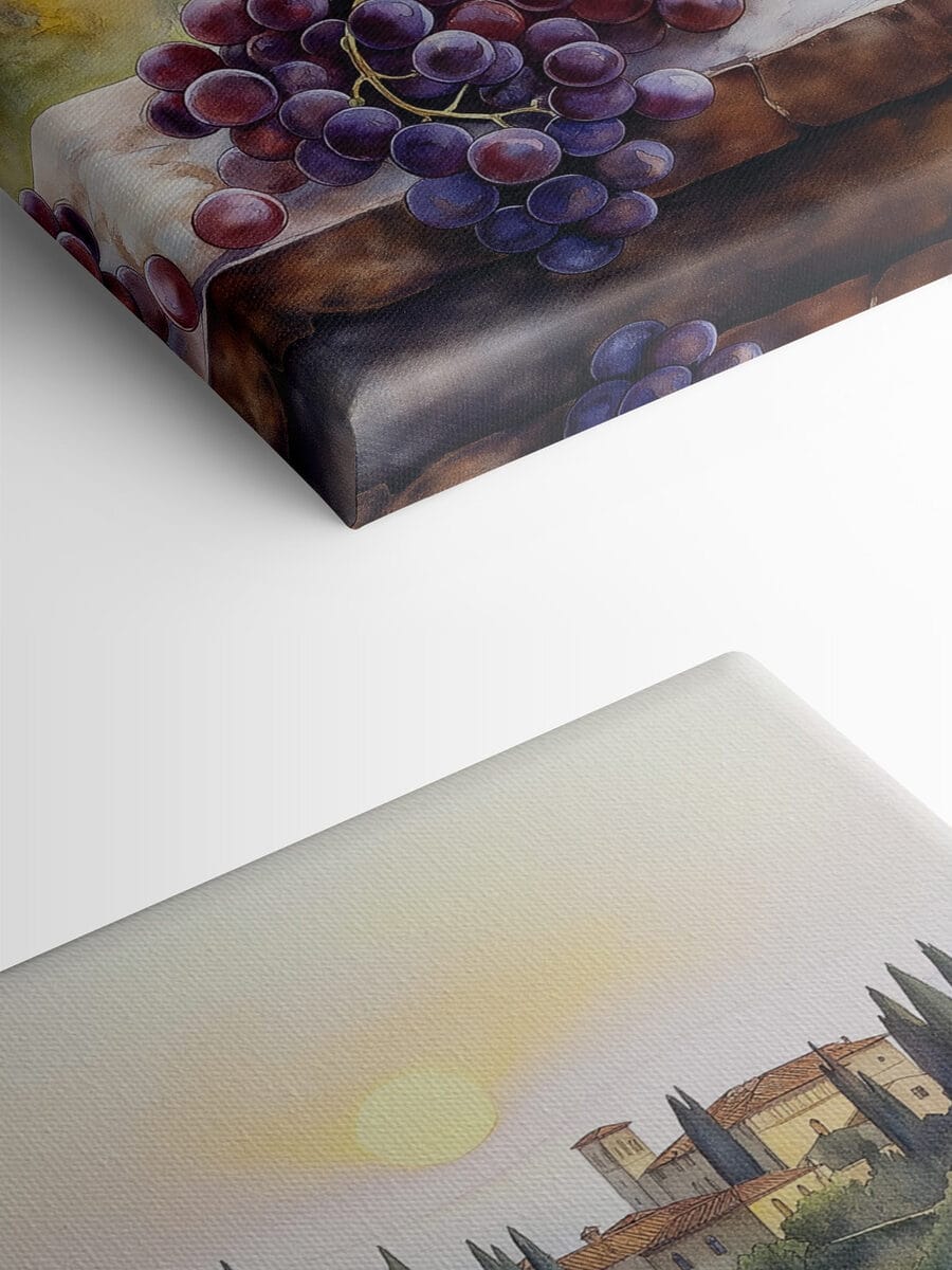 Aquarelle de verres à vin et de raisins