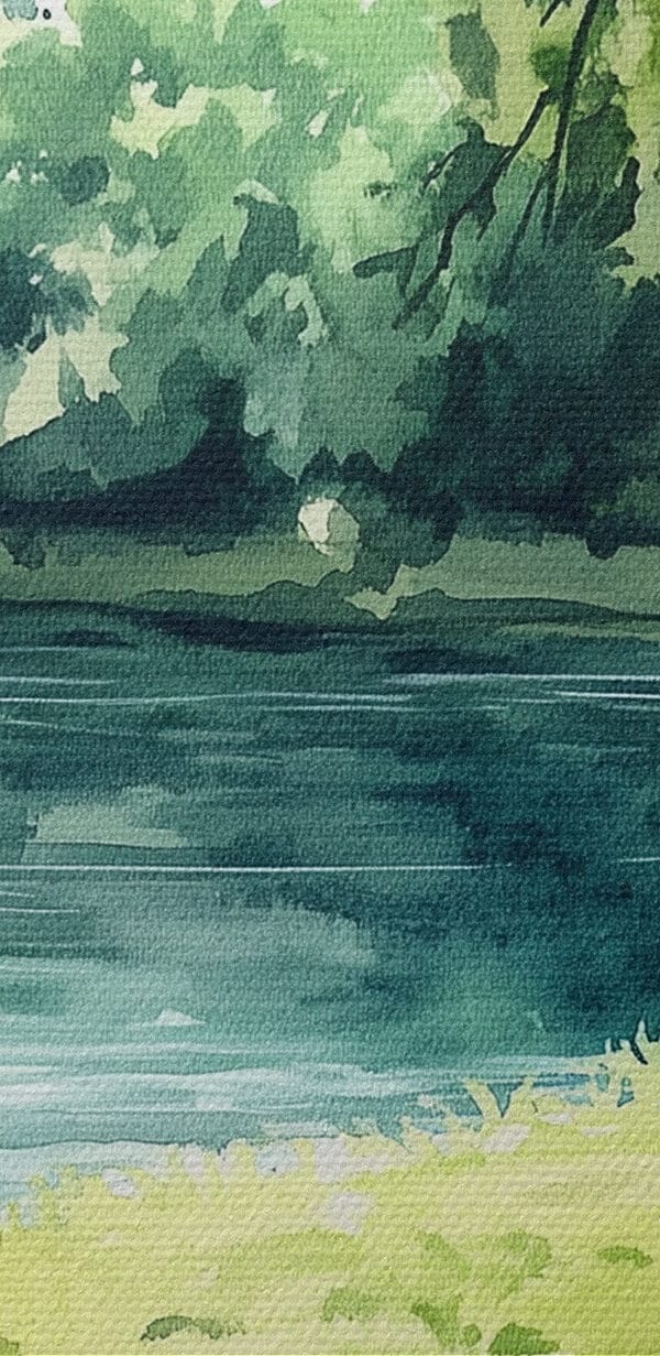 Peinture à l'aquarelle de nourriture sur une couverture de pique-nique au bord d'un lac Peinture à l'aquarelle de nourriture sur une couverture de pique-nique au bord d'un lac