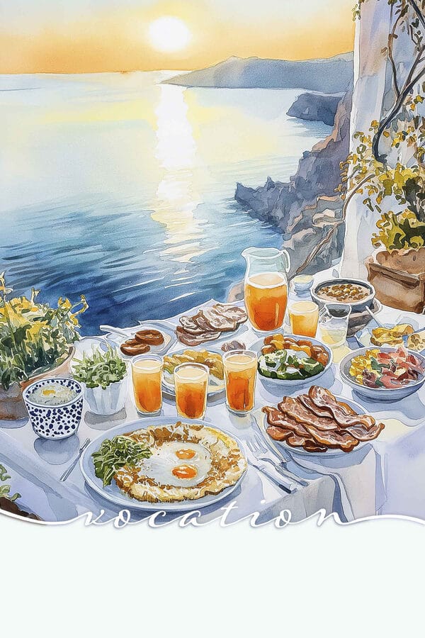 Table avec des aliments sur l'eau Table avec des aliments sur l'eau