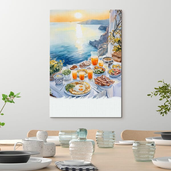 Table avec des aliments sur l'eau Table avec des aliments sur l'eau