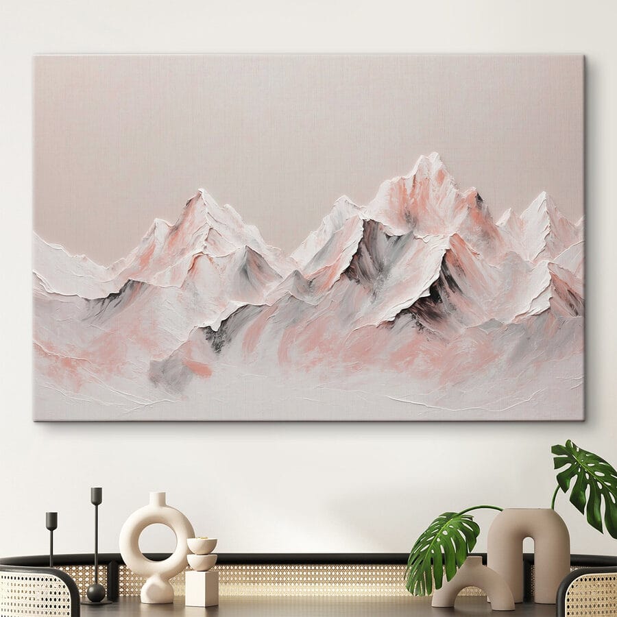 Peinture de montagnes avec des couleurs blanches et brunes Peinture de montagnes avec des couleurs blanches et brunes
