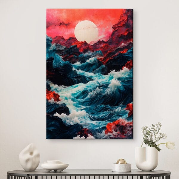 Peinture de vagues et de montagnes Peinture de vagues et de montagnes