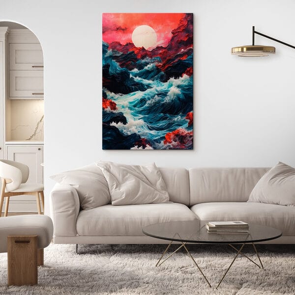 Peinture de vagues et de montagnes Peinture de vagues et de montagnes