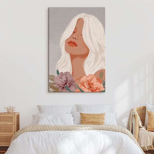 Femme aux longs cheveux blancs et aux fleurs Femme aux longs cheveux blancs et aux fleurs