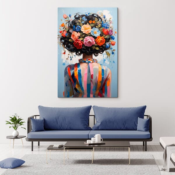 Peinture d'une femme avec des fleurs sur la tête Peinture d'une femme avec des fleurs sur la tête