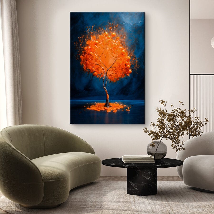 Arbre avec des oranges au milieu