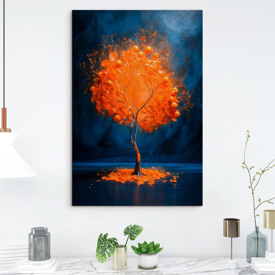 Arbre avec des oranges au milieu