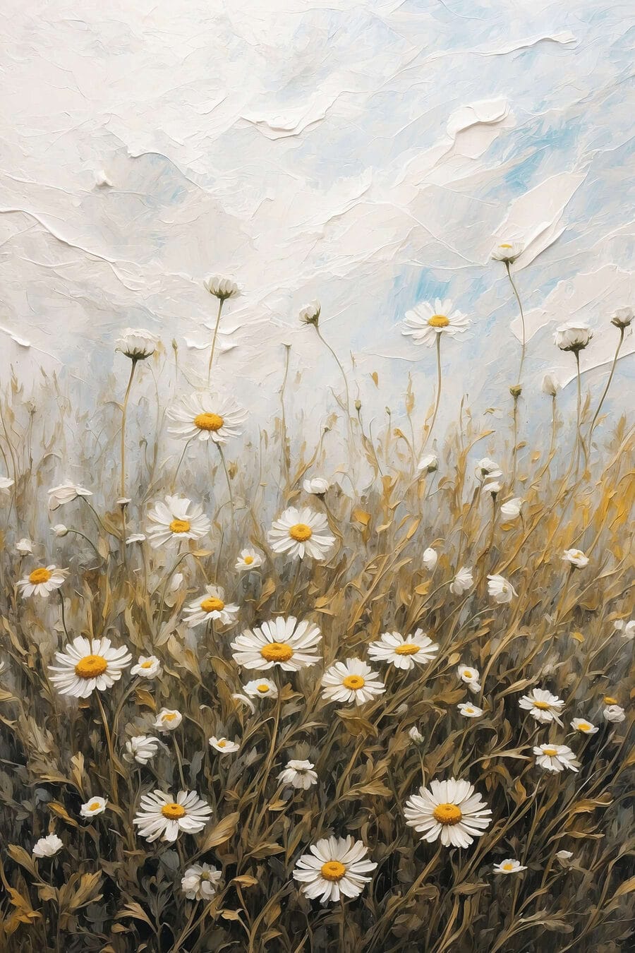 Peinture d'un champ de fleurs