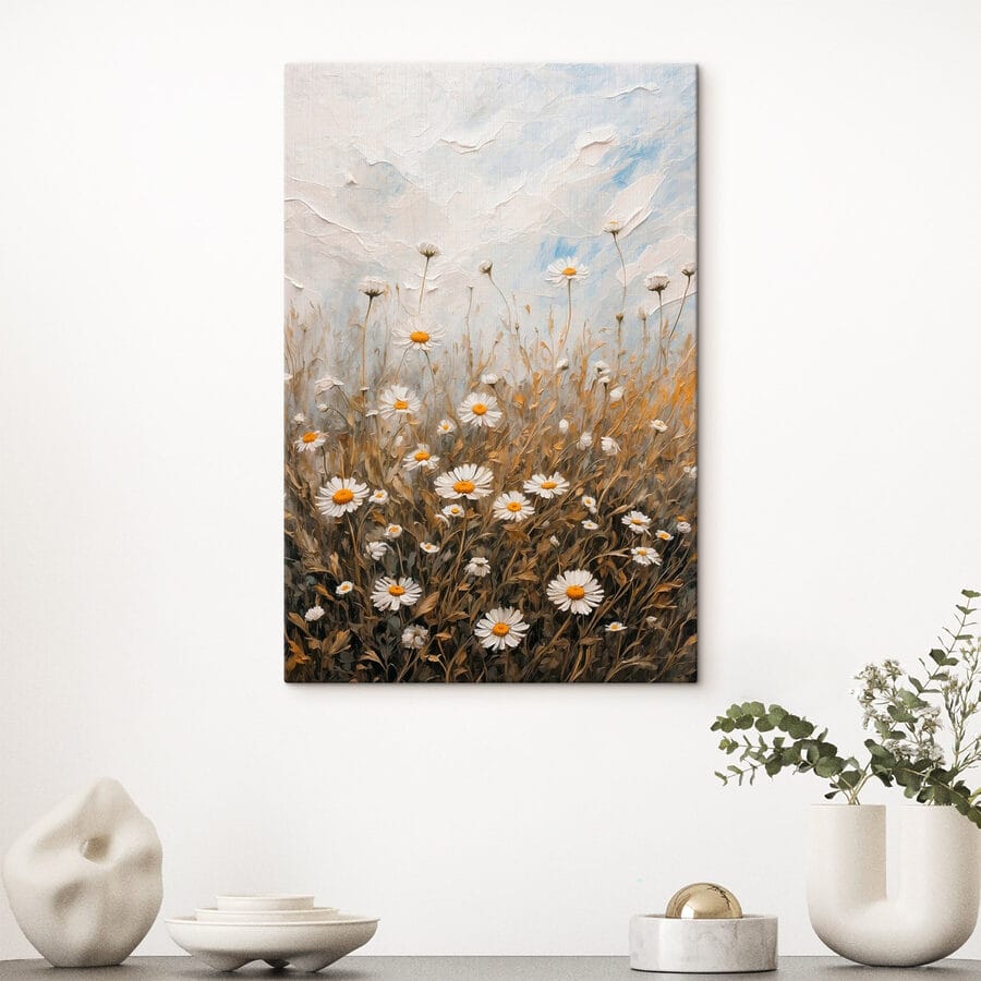 Peinture d'un champ de fleurs